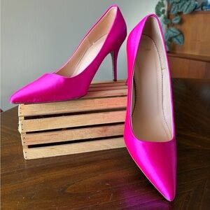 J. Crew Elsie Pumps in Pink Satin with Glitter Sole Made in Italy Women’s 10